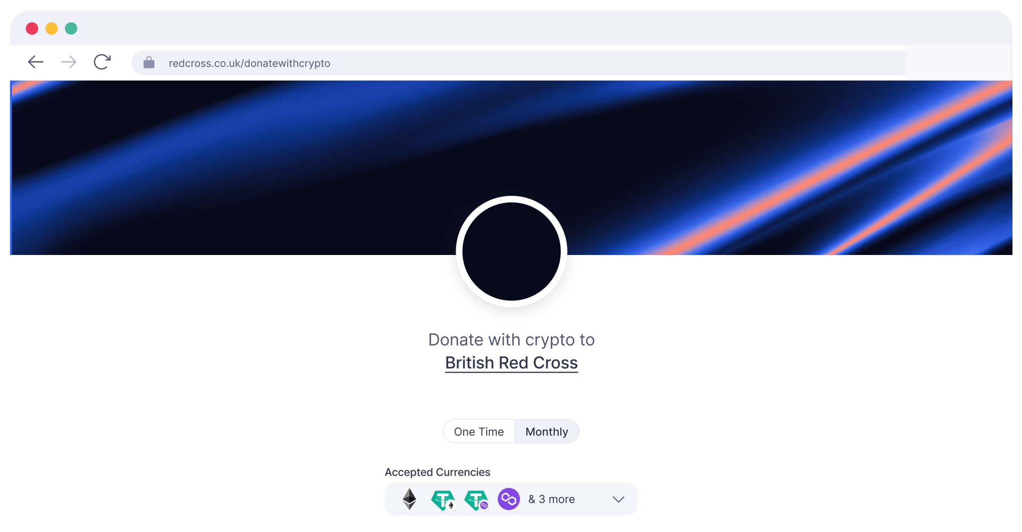 Custom crypto donation page UI 